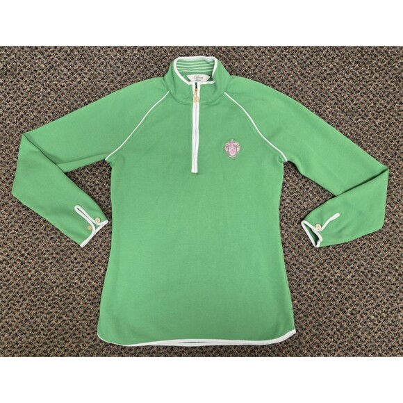 Clover Golf Polo Shirt 1/4 Zip Long Sleeve Green (Women's Medium) - Picture 1 of 14